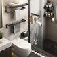 Frendorf | Zeitgenössisches Badzubehör-Set Matte Black Badezimmer-Set mit Bademantelhaken/Handtuchstange