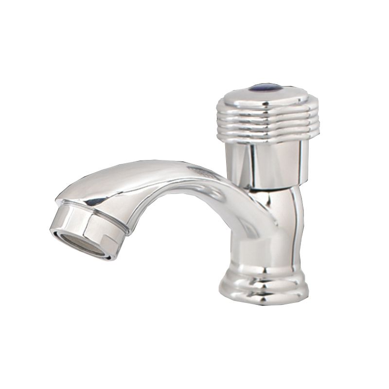 Frendorf | Zeitgenössischer Wasserhahn Knopf Griff Niedriger Bogen Zink Wasserhahn in Silber