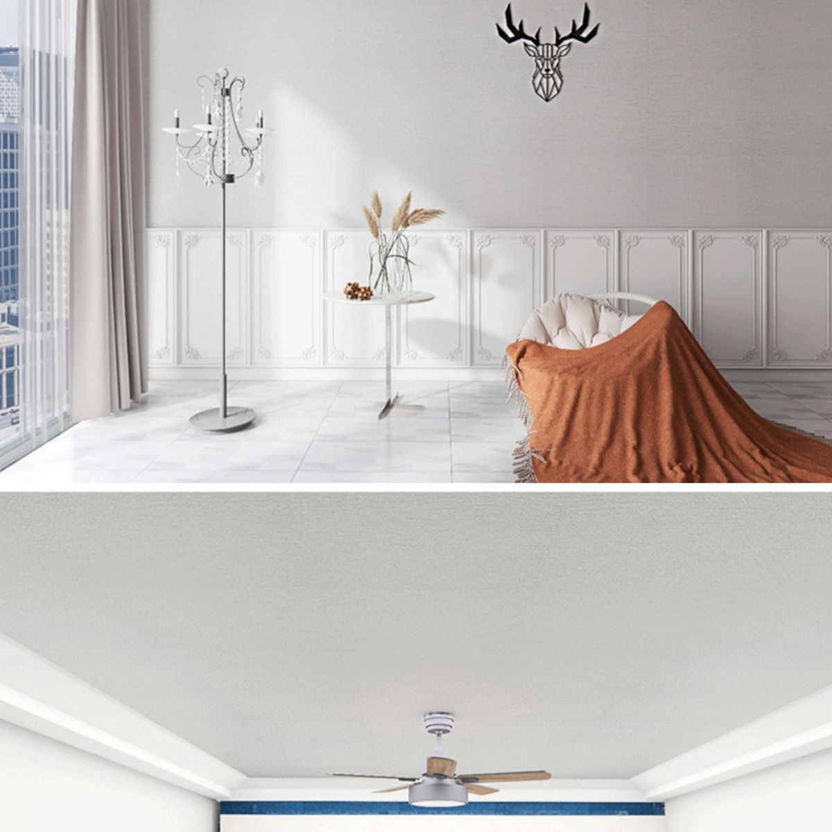 Frendorf | Modern Pearl Wainscoting Flax Wandzugangspanel Selbstklebende Wandpaneele