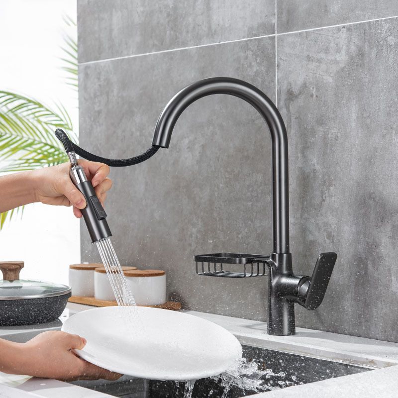 Frendorf | Ganshals Küchenspüle Wasserhahn Drehauslauf mit Pull-Down Spraykopf