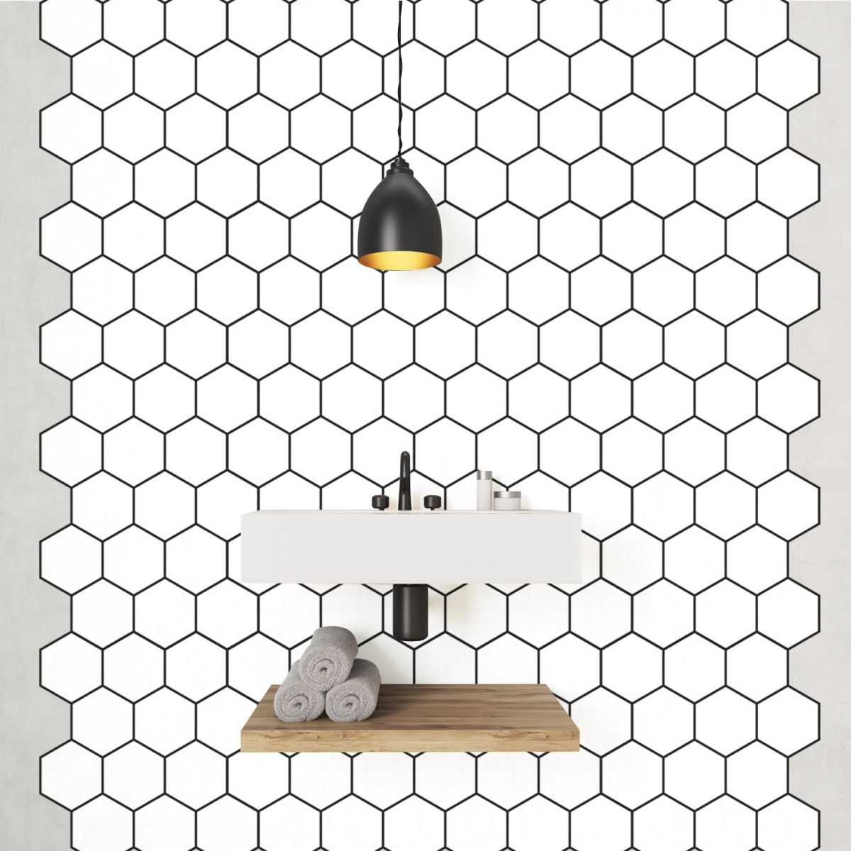 Frendorf | Peel and Stick Fliesen Hexagonale Kunststoff Wasserdichte Peel & Stick Fliese für Dusche 2-Pack