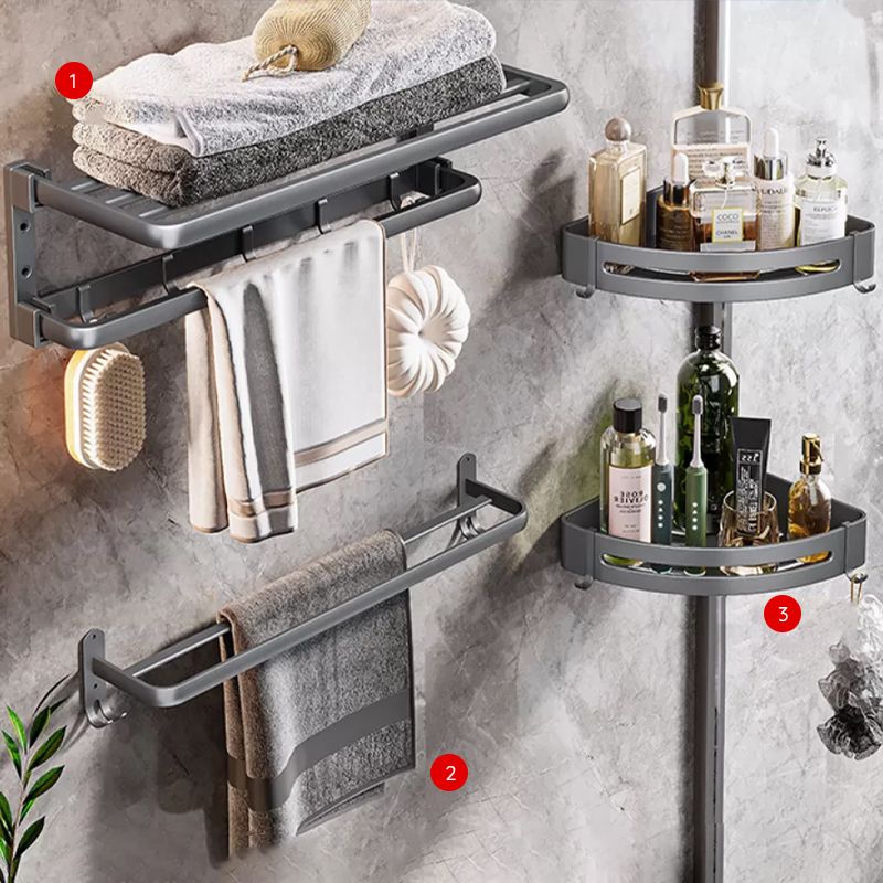 Frendorf | Moderne Badezimmer Zubehör Hardware Set Graue Handtuchstange Badregal Bad Hardware Set