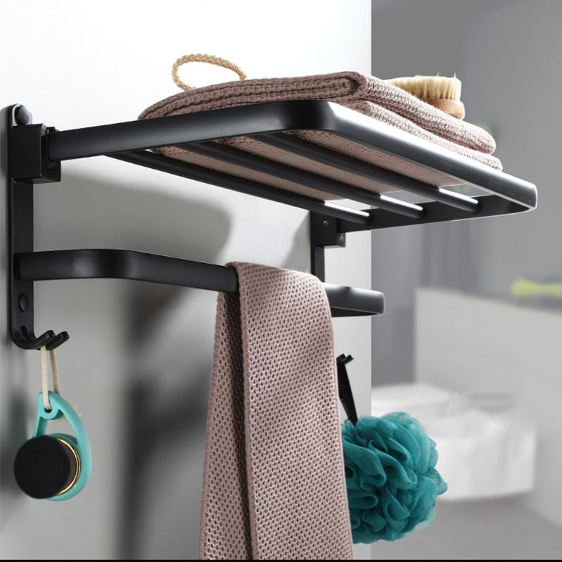 Frendorf | Zeitgemäßes Badezimmerzubehör-Set Schwarze Oberfläche Bademantelhaken/Handtuchring Bar