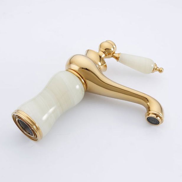 Frendorf | Deck Mounted Copper Tub Faucet Low Arc Roman Tub Faucet Set with Jade