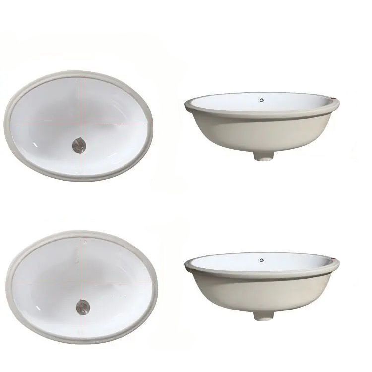 Frendorf | Modernes Unterbau Waschbecken Oval Porzellan mit Pop-Up Abfluss Waschbecken