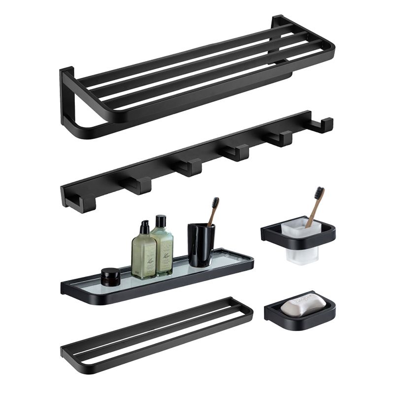 Frendorf | Modern Classic Badzubehörset aus Edelstahl Matt Schwarz Bademantelhaken/Handtuchring Bar