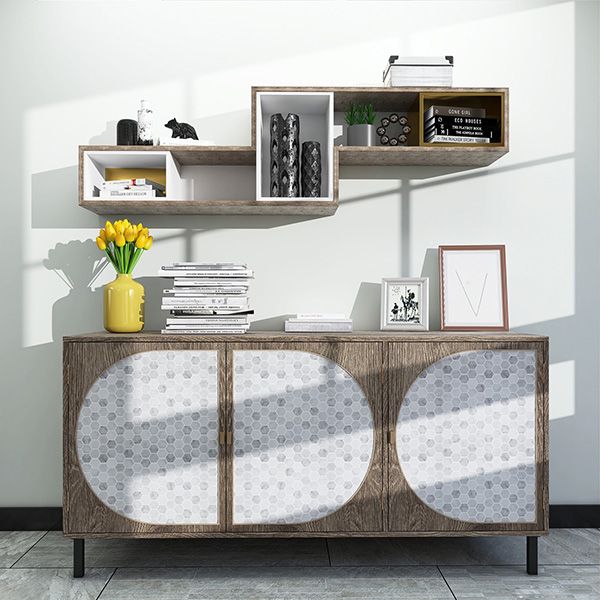 Frendorf | Mosaikfliesen zum Abziehen und Aufkleben Moderne Stil Tapete mit quadratischer Form