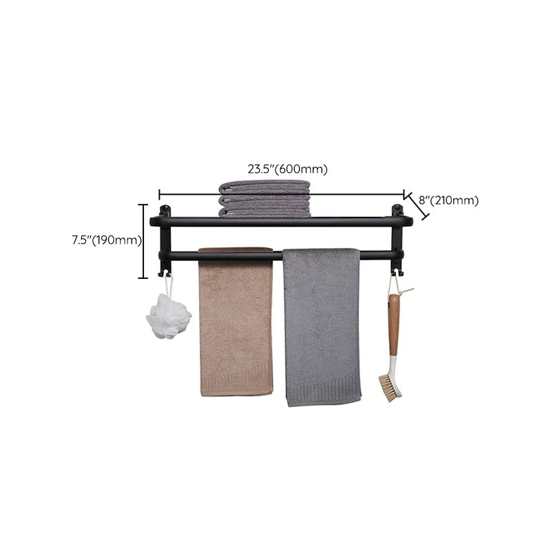 Frendorf | Modernes Aluminium-Badezimmerzubehör-Set Matt Schwarz Badregal/Handtuchhalter/Papierhalter