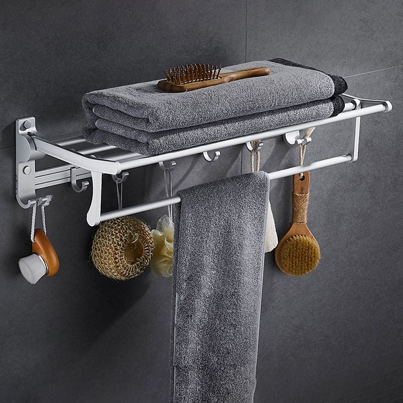 Frendorf | Zeitgenössisches silbernes Metall-Badezimmerzubehör-Set mit Handtuchhalter