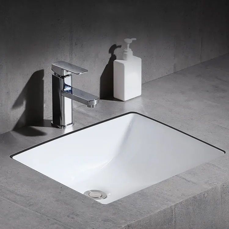 Frendorf | Modernes Unterbau Waschbecken Oval Porzellan mit Pop-Up Abfluss Waschbecken