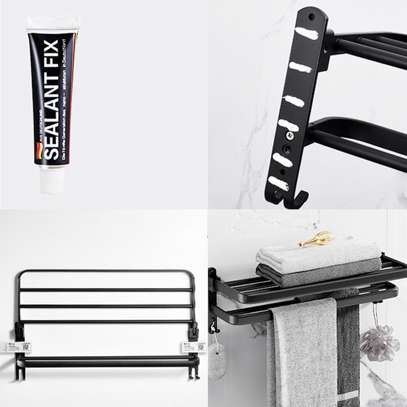 Frendorf | Modernes Aluminium-Badezimmerzubehör-Set Matt Schwarz Badregal/Handtuchhalter/Papierhalter