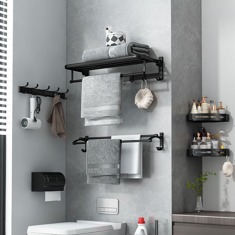 Frendorf | Klassisches Badzubehör Set in Aluminium Schwarz Finish Bademantelhaken/ Handtuchstange