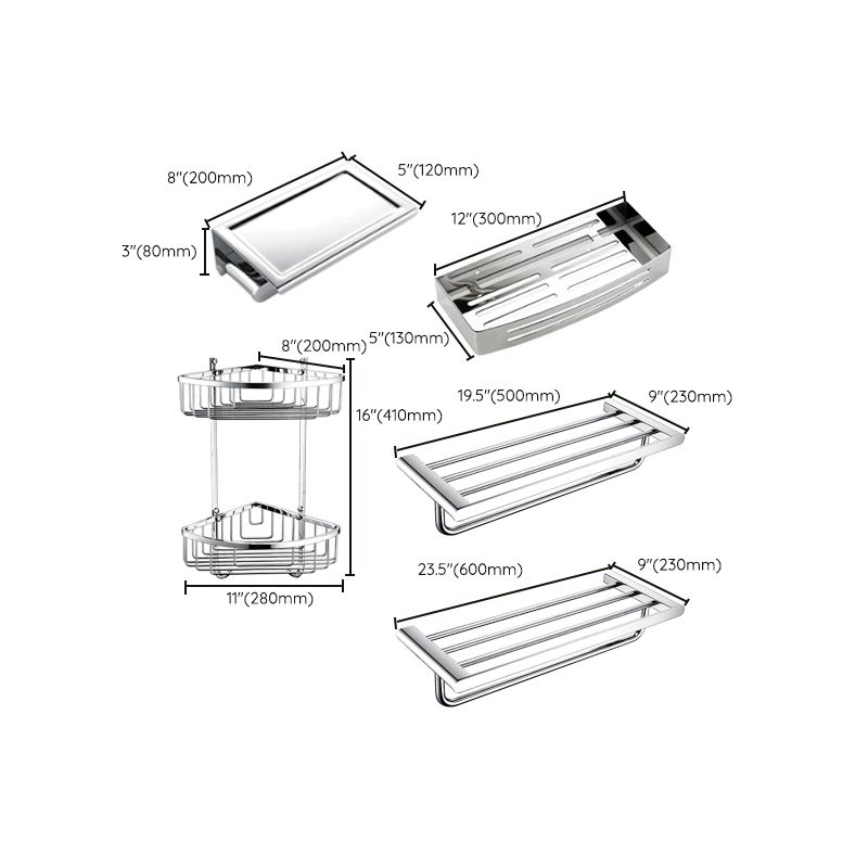 Frendorf | Zeitgenössisches Badezimmerzubehör Hardware-Set in Silber mit Seifenschale