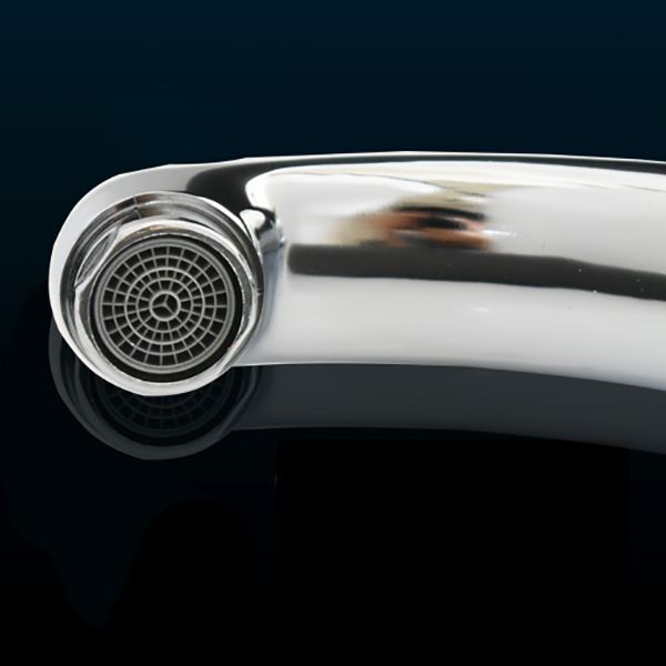 Frendorf | Zeitgenössischer Wasserhahn Knopf Griff Niedriger Bogen Zink Wasserhahn in Silber