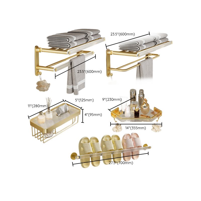 Frendorf | Modernes Badezimmerzubehörset aus Goldmetall und Acryl Badezubehörset