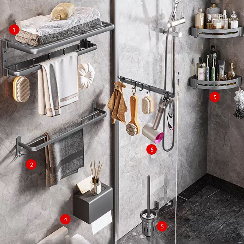 Frendorf | Moderne Badezimmer Zubehör Hardware Set Graue Handtuchstange Badregal Bad Hardware Set