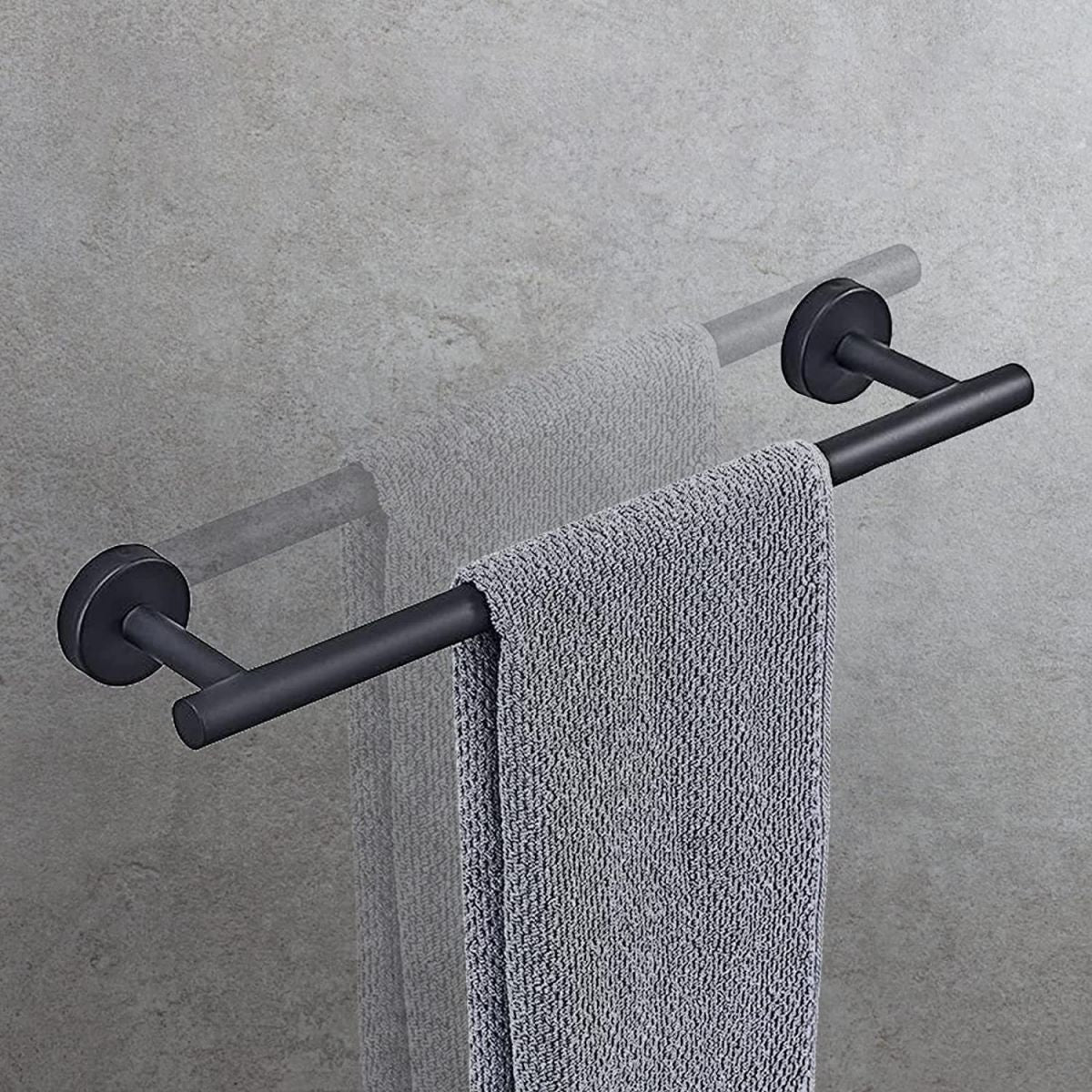 Frendorf | Matt Schwarz Badezimmer Zubehör Set Edelstahl Handtuchstange/Papierhalter/Badetuchhaken