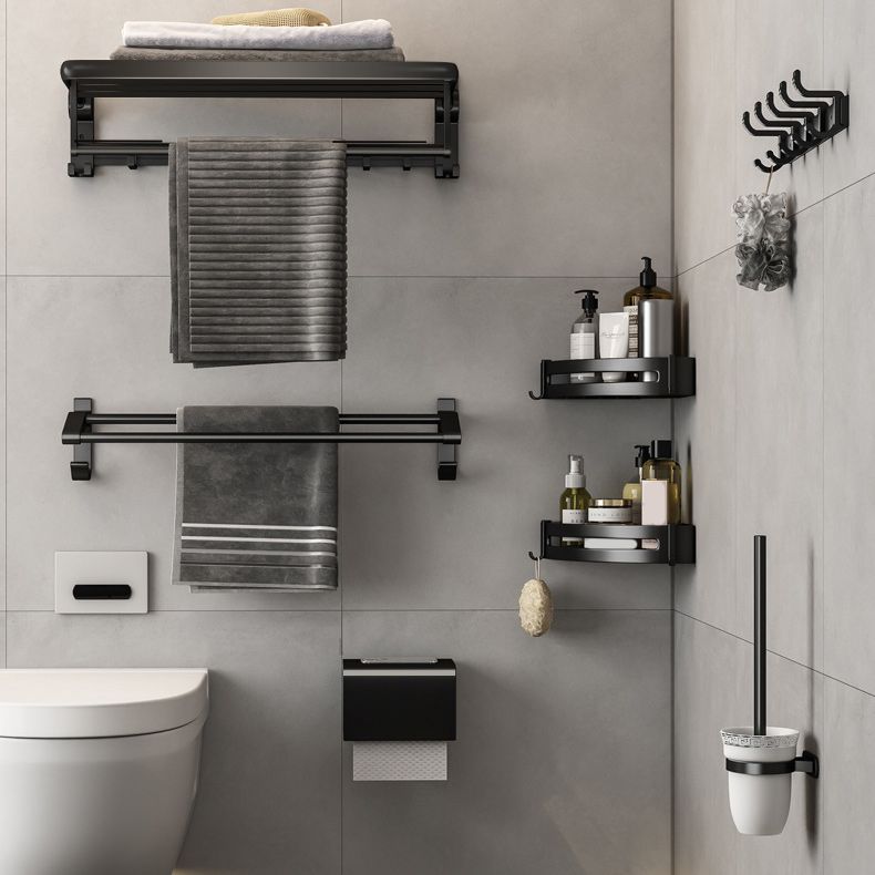 Frendorf | Zeitgenössisches Badzubehör-Set Matte Black Badezimmer-Set mit Bademantelhaken/Handtuchstange