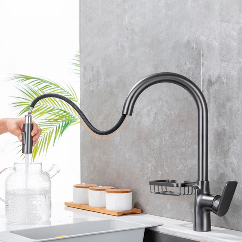 Frendorf | Ganshals Küchenspüle Wasserhahn Drehauslauf mit Pull-Down Spraykopf