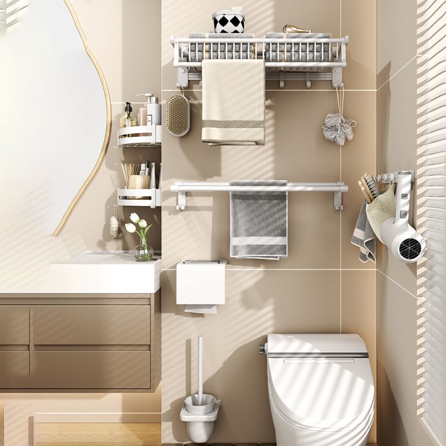 Frendorf | Modernes Stil Badezimmerzubehörset mit Badregal/Handtuchhalter/Toilettenbürste in Weiß