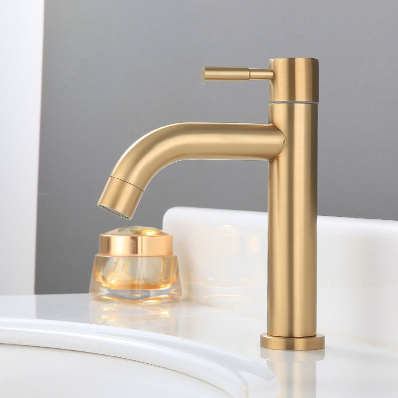 Frendorf | Runder Einzelhandgriff Badezimmer Wasserhahn Einzelnes Loch Waschbecken Wasserhahn in gebürstetem Gold