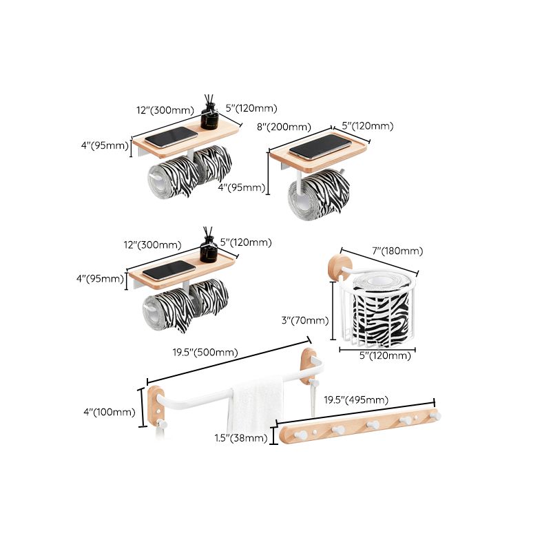 Frendorf | Weißes 7-teiliges Badaccessoire-Set Holz- und Metall-Badset