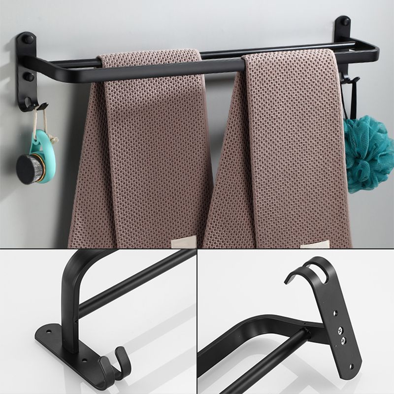 Frendorf | Zeitgemäßes Badezimmerzubehör-Set Schwarze Oberfläche Bademantelhaken/Handtuchring Bar