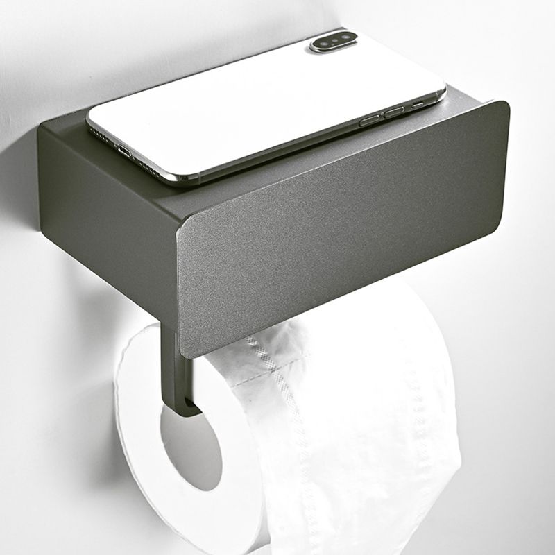 Frendorf | 2-teiliges Edelstahl Classic Badezimmerzubehörset Schwarz & Chrom Papierhalter