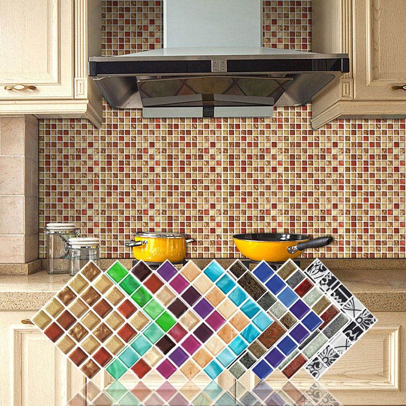 Frendorf | Mosaikfliesen-Tapete PVC Wasserdicht Abziehen und Kleben Wandfliese mit quadratischer Form
