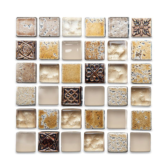 Frendorf | Kunststoff Selbstklebende Fliesen Mosaikfliesen Raster Quadrat Wasserdicht Selbstklebende Fliese 10er-Pack