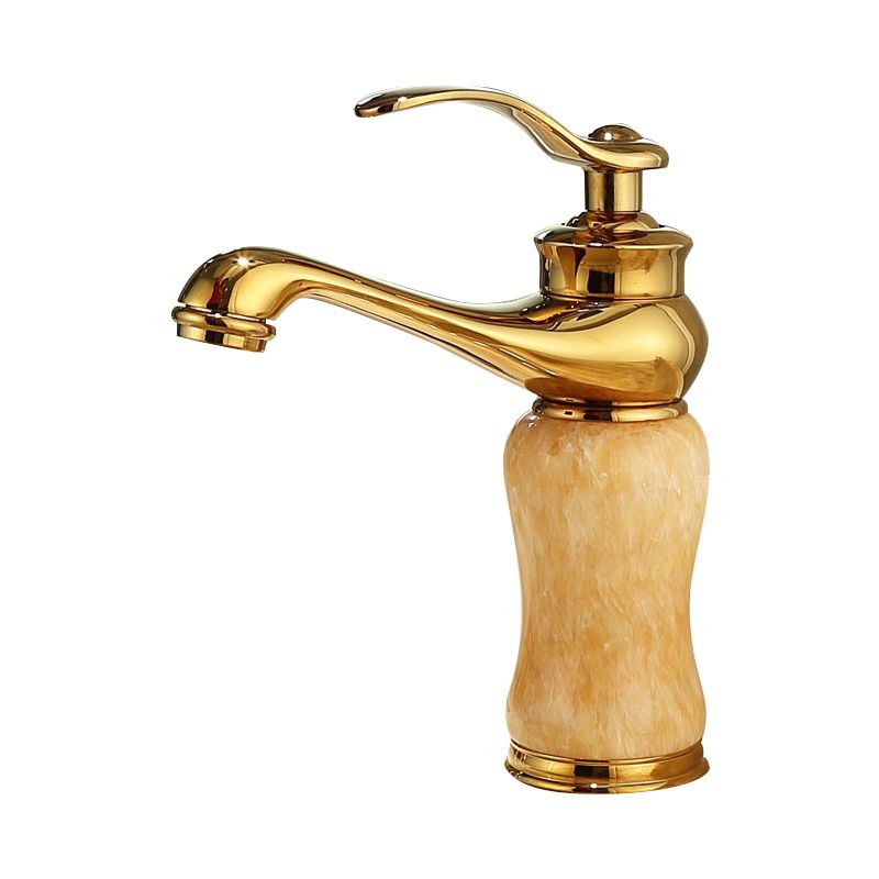Frendorf | Deck Mounted Copper Tub Faucet Low Arc Roman Tub Faucet Set with Jade
