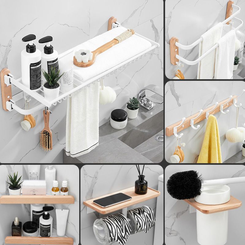 Frendorf | Weißes 7-teiliges Badaccessoire-Set Holz- und Metall-Badset
