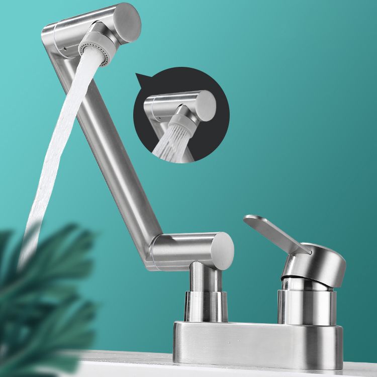 Frendorf | 2 Löcher Spülen Wasserhahn Schwenk Edelstahl Einhandgriff Zentralmontage Wasserhahn