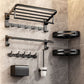 Frendorf | Zeitgenössisches Badzubehör-Set Matte Black Badezimmer-Set mit Bademantelhaken/Handtuchstange