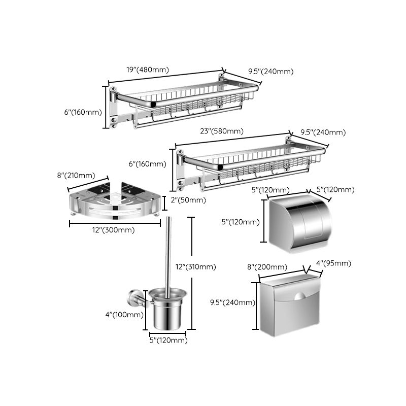 Frendorf | Modernes Badezimmerzubehör Hardware Set Silber Badezimmer Hardware