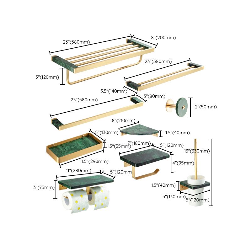 Frendorf | Golden Bath Hardware Set Messing & Marmor Badezimmer Zubehör Set