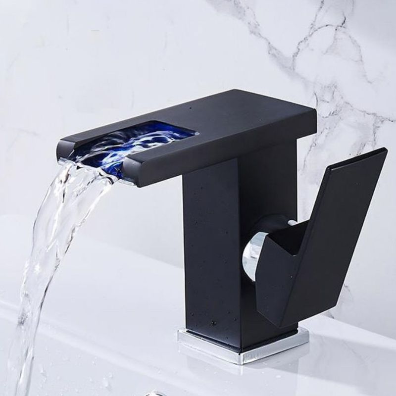 Frendorf | Moderner Wasserhahn für Waschbecken Messing Hebelgriffe LED Wasserfall Waschbeckenarmatur
