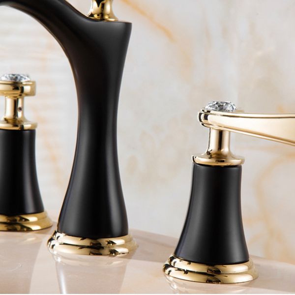 Frendorf | Moderner Gefäß Wasserhahn Messing 2 Griffe Niedriger Bogen Gefäß Wasserhahn für Zuhause