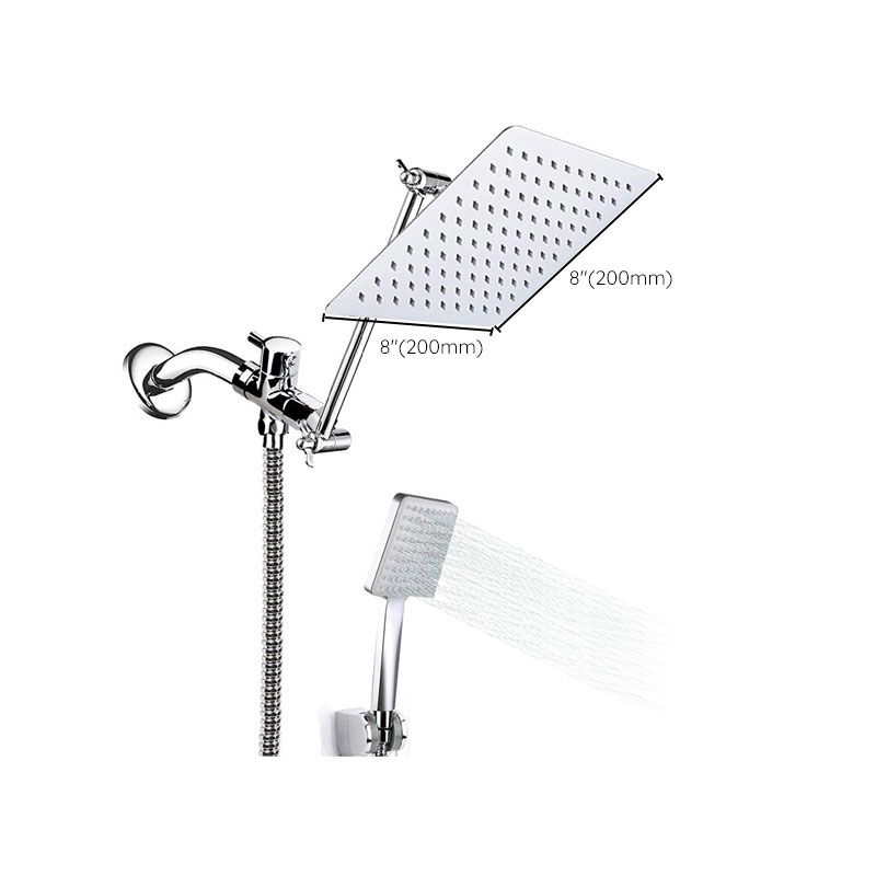 Frendorf | Pull down Dual Shower Head Square High Arch Shower Head Combo in Chrome