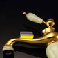 Frendorf | Deck Mounted Copper Tub Faucet Low Arc Roman Tub Faucet Set with Jade