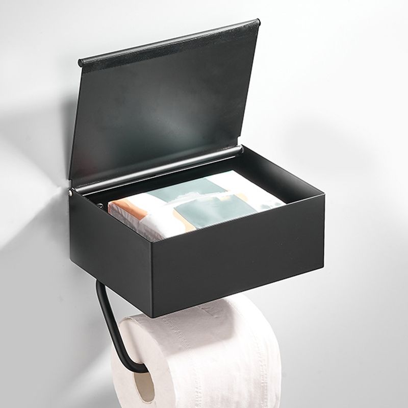 Frendorf | 2-teiliges Edelstahl Classic Badezimmerzubehörset Schwarz & Chrom Papierhalter