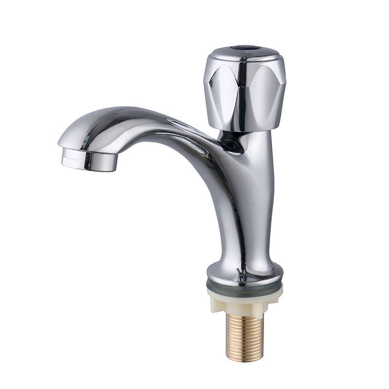 Frendorf | Zeitgenössischer Centerset Wasserhahn Knopfgriff Niedriger Bogen Massivmessing Wasserhahn