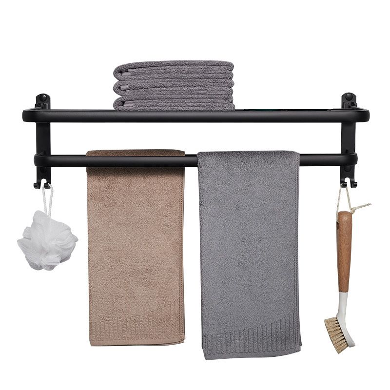 Frendorf | Modernes Aluminium-Badezimmerzubehör-Set Matt Schwarz Badregal/Handtuchhalter/Papierhalter