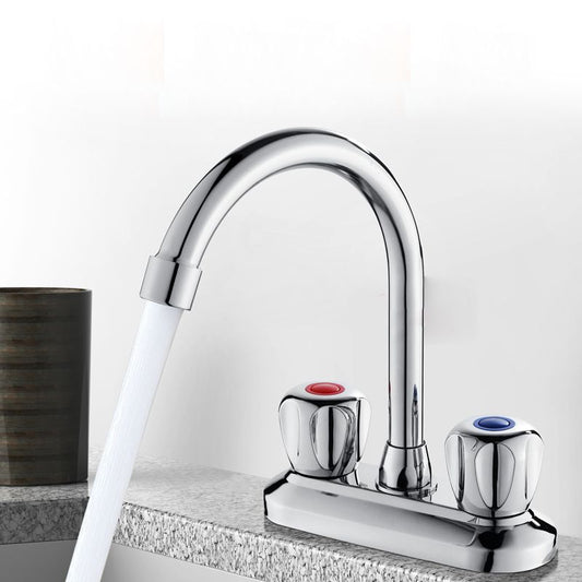Frendorf | 2-Griff Messing Badezimmerarmatur Modern Hochbogen Zentralkran