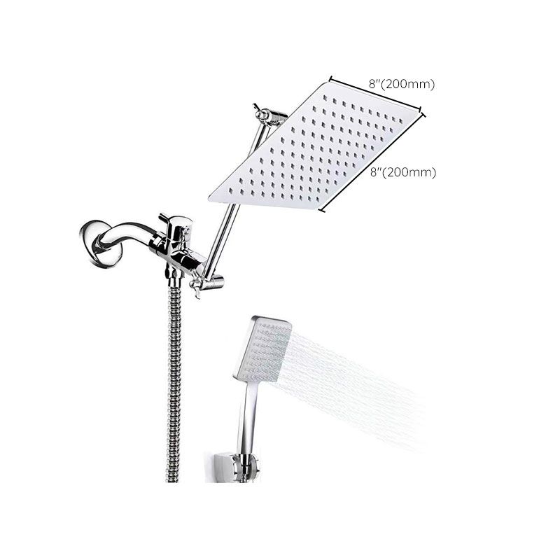 Frendorf | Zeitgenössischer Pull Down Dual Duschkopf Quadratisch Hochbogen Duschkopf Combo in Chrom