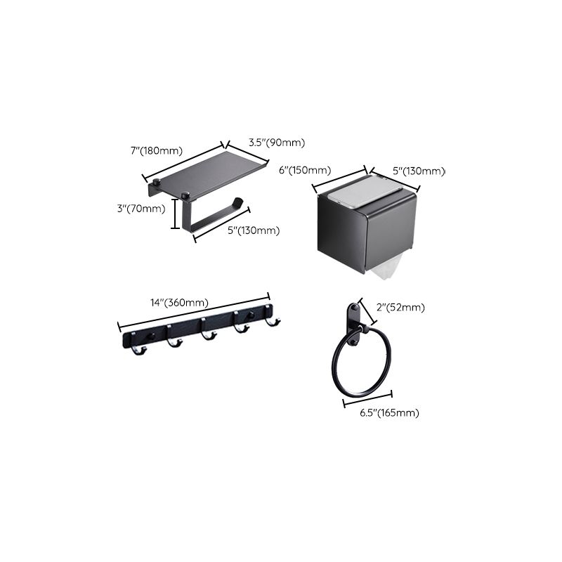 Frendorf | Modernes Badzubehör Set Schwarze Handtuchstange Papierhalter Badezimmerzubehör Kit