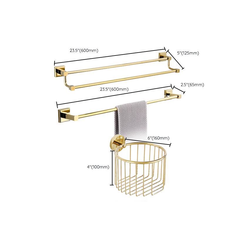 Frendorf | Gold Modernes Badezimmer-Set, Poliertes Gold, 4 Teile, Handtuchhalter, Papierhalter