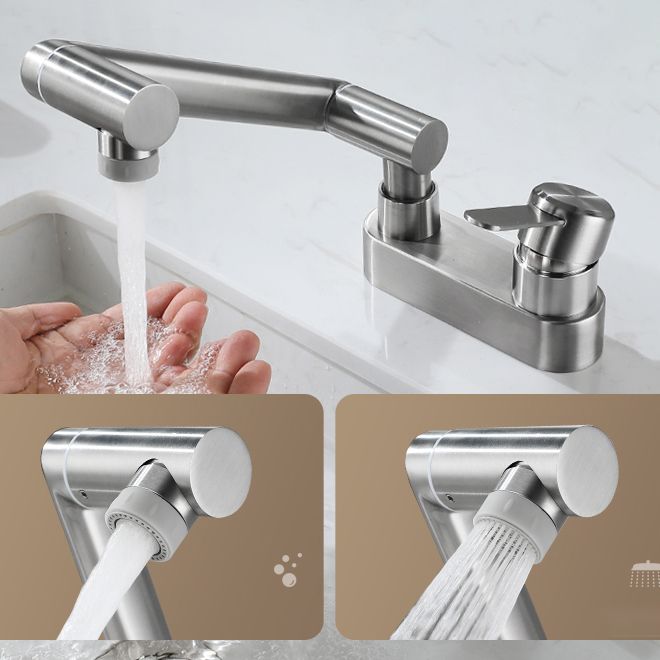 Frendorf | 2 Löcher Spülen Wasserhahn Schwenk Edelstahl Einhandgriff Zentralmontage Wasserhahn
