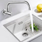 Frendorf | Moderner Brückenwasserhahn 304 Edelstahl Knopfgriff Schwenkauslauf Wandmontierter Wasserhahn