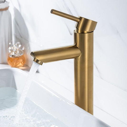 Frendorf | 1-Handgriff Gold Nickel Weitlaufende Armatur Einloch Hebel Waschbeckenarmatur mit Abfluss